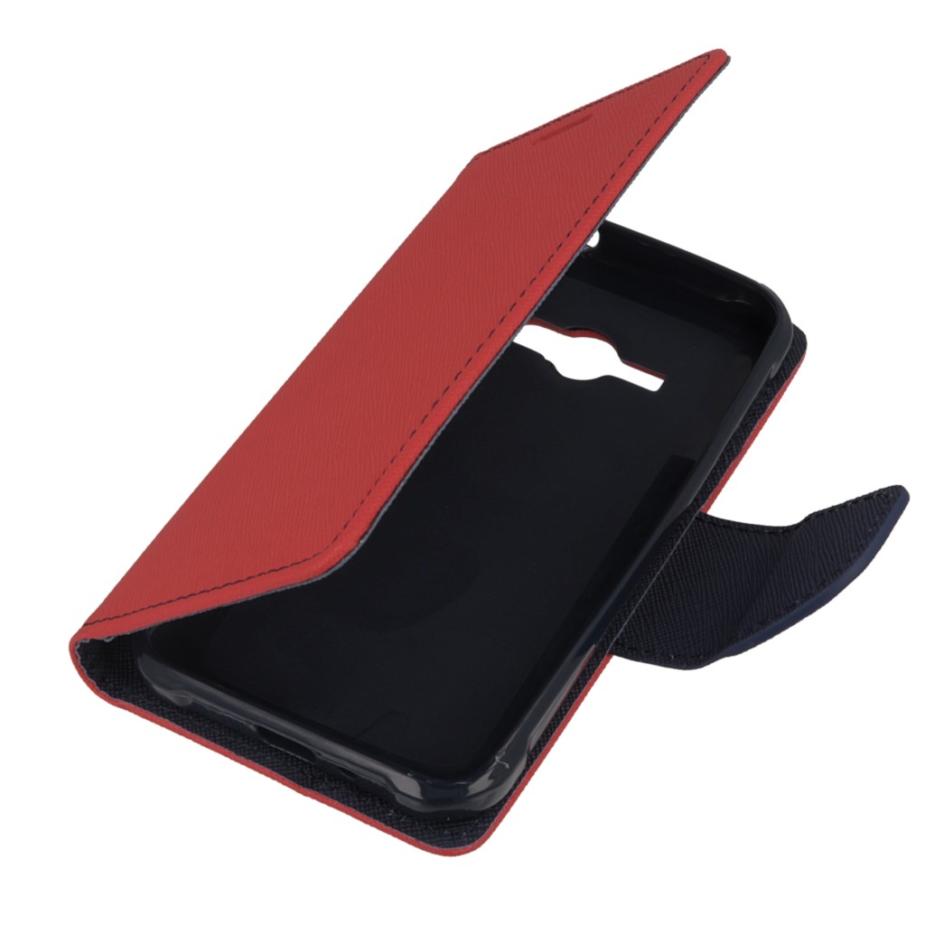 Pokrowiec etui z klapk na magnes Fancy Case czerwono-granatowe SAMSUNG Galaxy J1 Ace