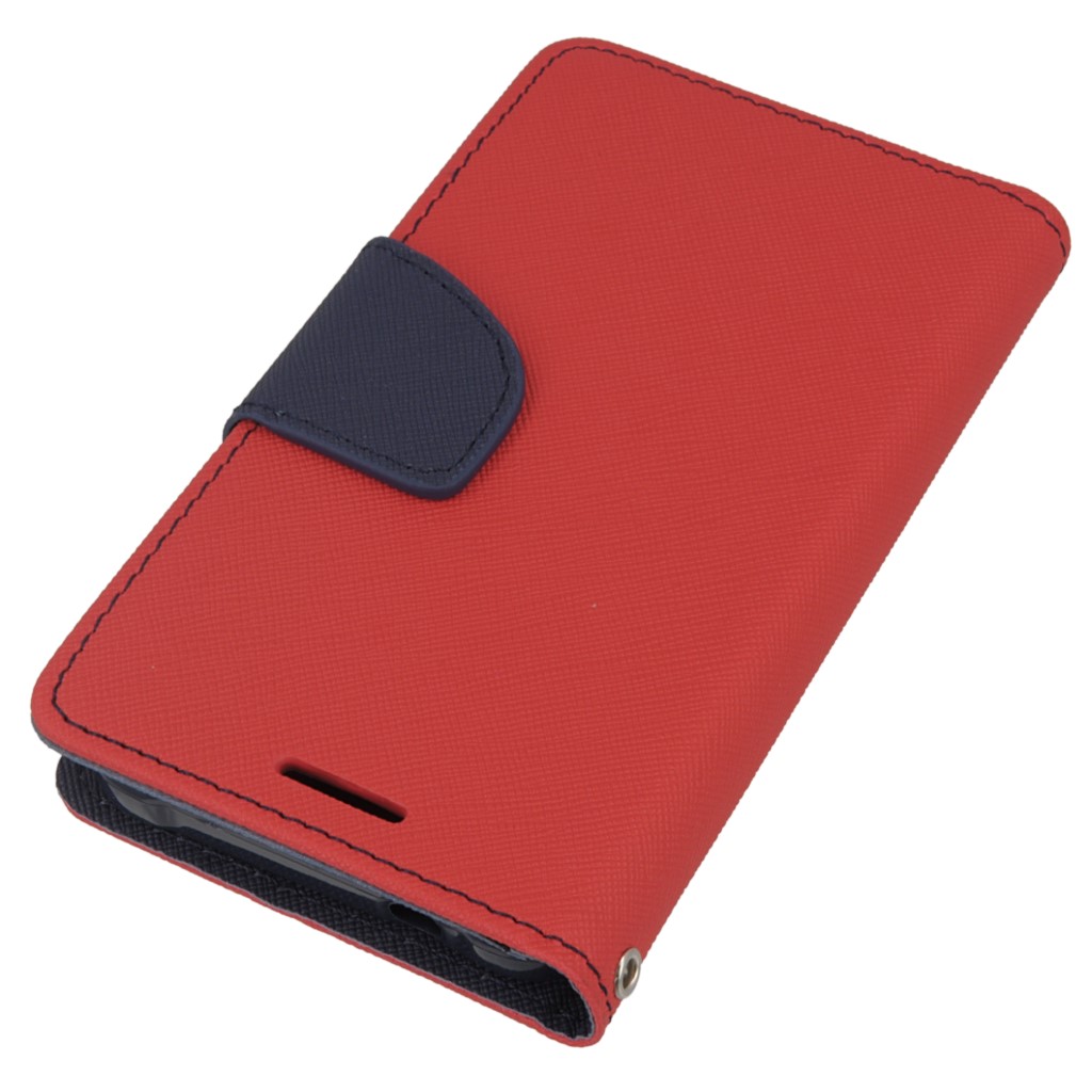 Pokrowiec etui z klapk na magnes Fancy Case czerwono-granatowe SAMSUNG Galaxy J1 Ace / 3