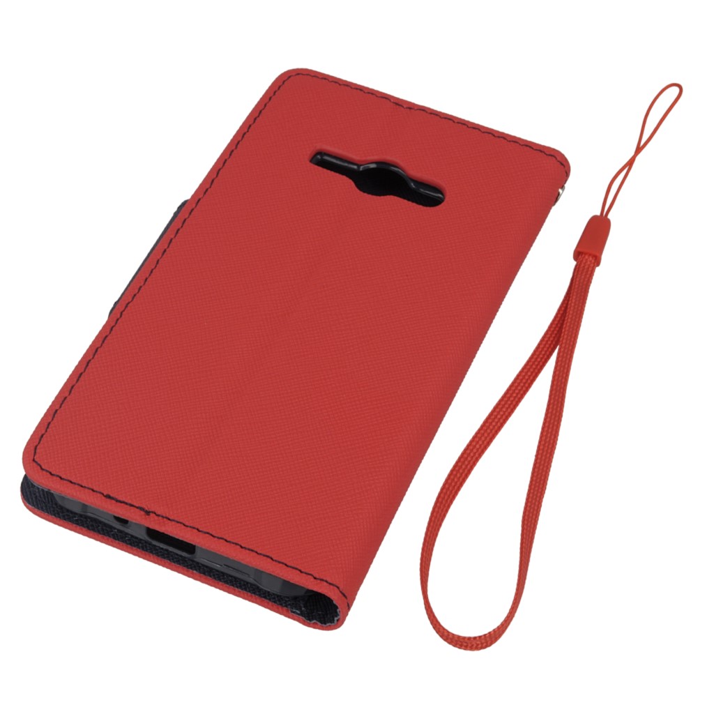 Pokrowiec etui z klapk na magnes Fancy Case czerwono-granatowe SAMSUNG Galaxy J1 Ace / 4