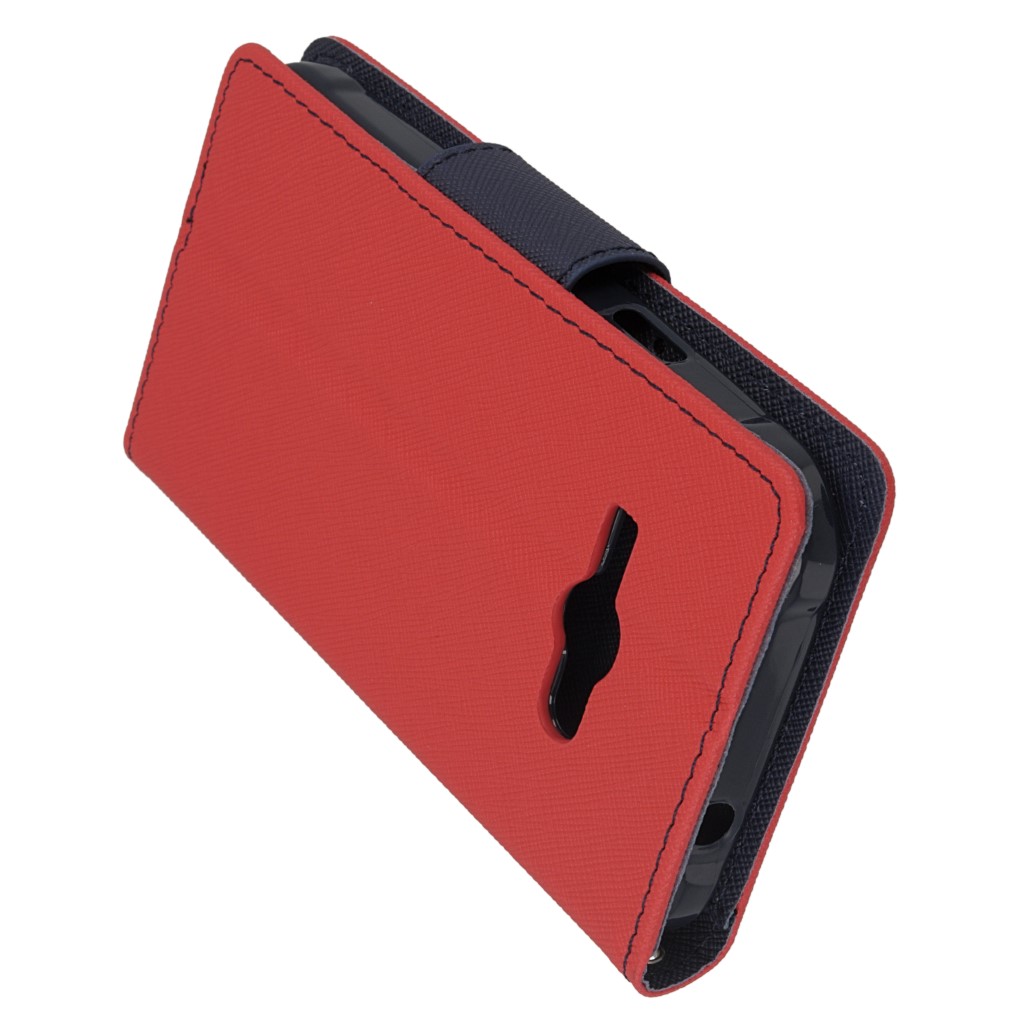 Pokrowiec etui z klapk na magnes Fancy Case czerwono-granatowe SAMSUNG Galaxy J1 Ace / 5