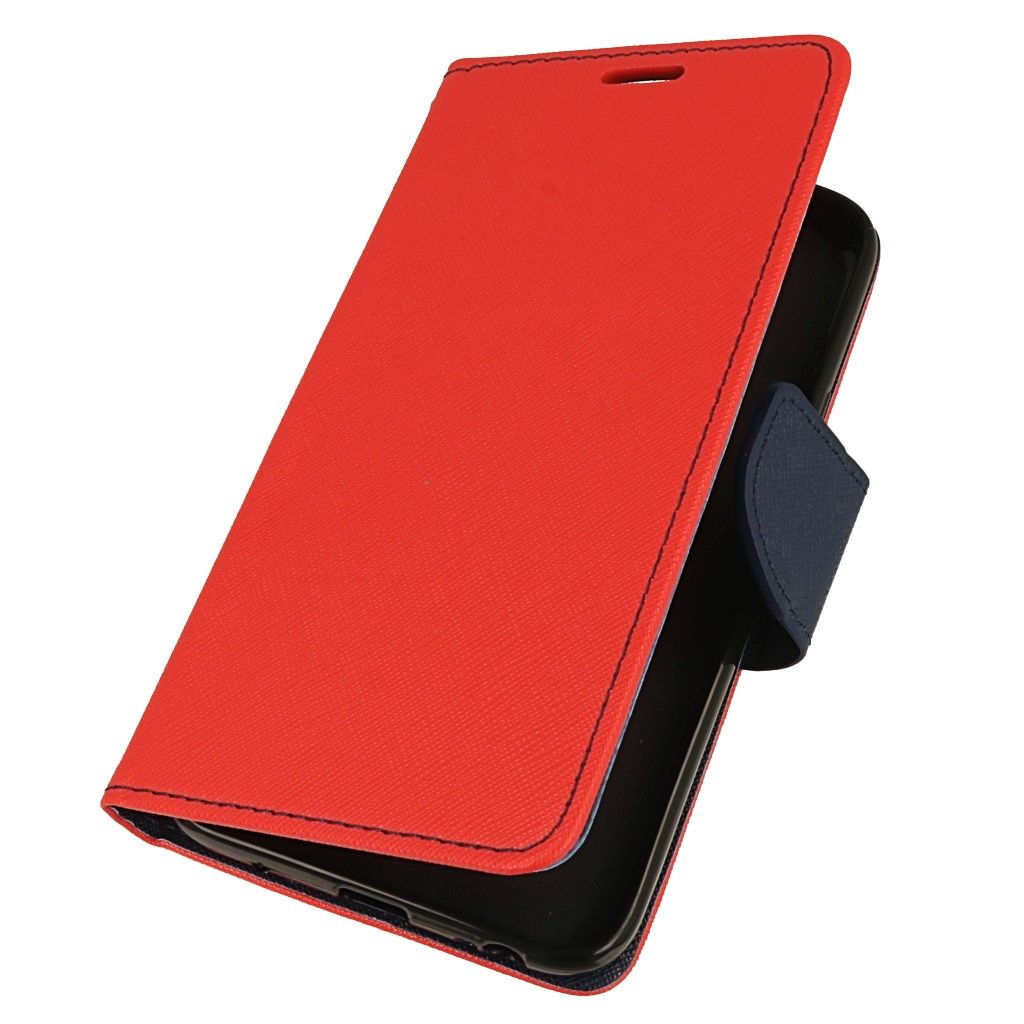 Pokrowiec etui z klapk na magnes Fancy Case czerwono-granatowe SAMSUNG Galaxy J4 2018