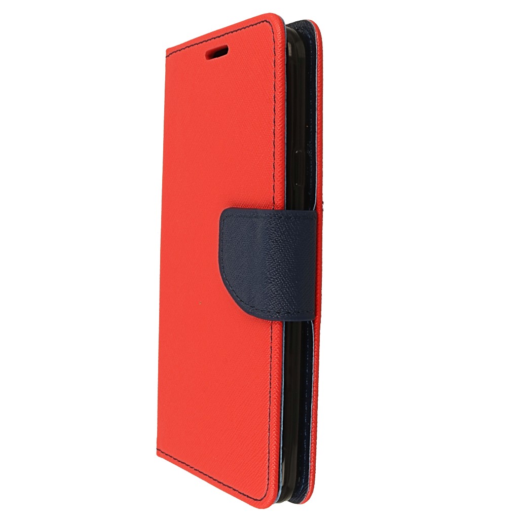 Pokrowiec etui z klapk na magnes Fancy Case czerwono-granatowe SAMSUNG Galaxy J4 2018 / 5