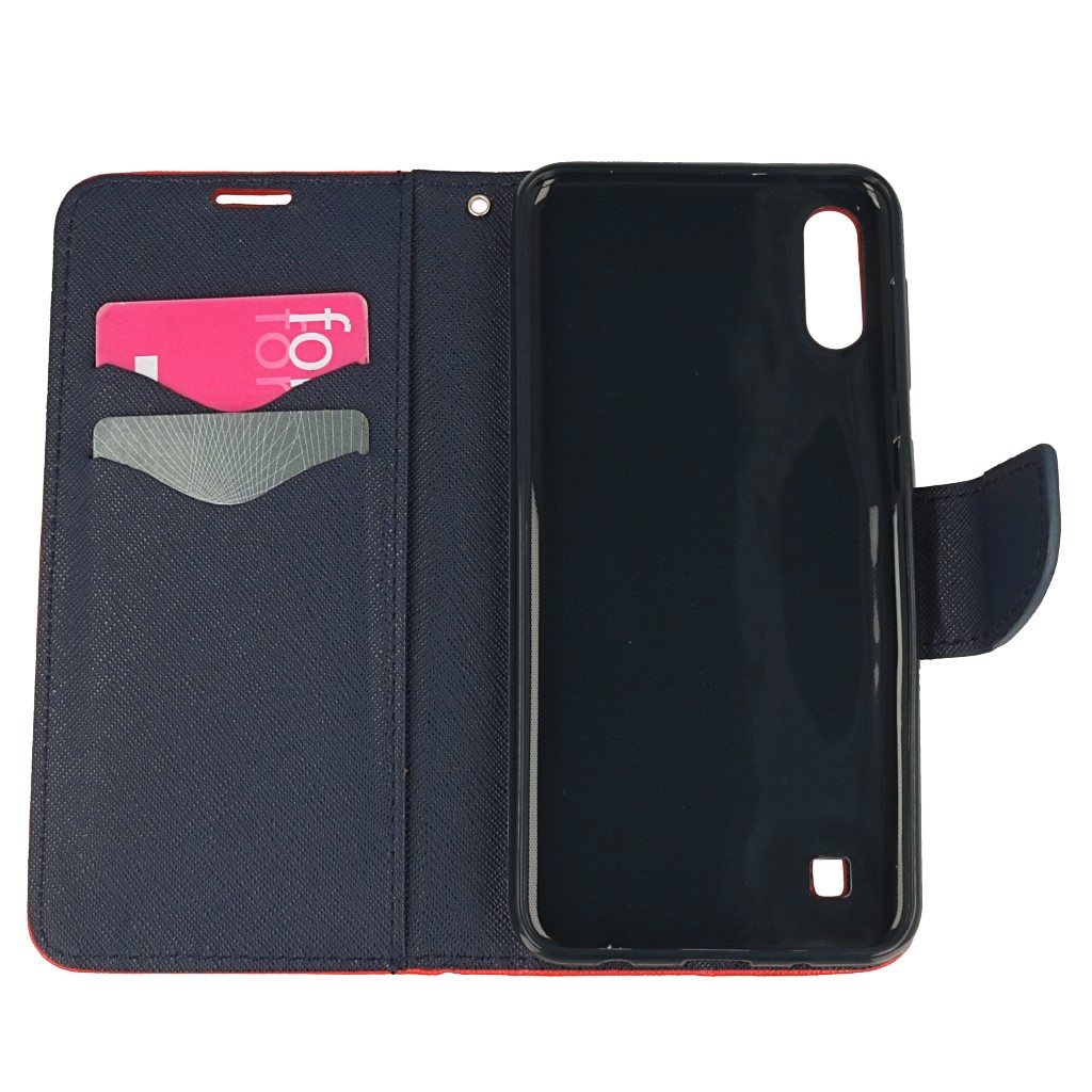 Pokrowiec etui z klapk� na magnes Fancy Case czerwono-granatowe SAMSUNG Galaxy M10 / 3