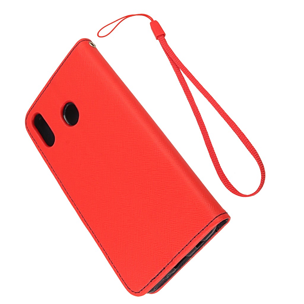 Pokrowiec etui z klapk na magnes Fancy Case czerwono-granatowe SAMSUNG Galaxy M20 / 5