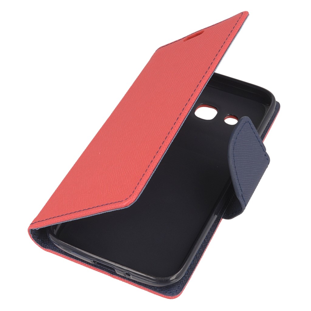 Pokrowiec etui z klapk na magnes Fancy Case czerwono-granatowe SAMSUNG Galaxy J2 (2016)
