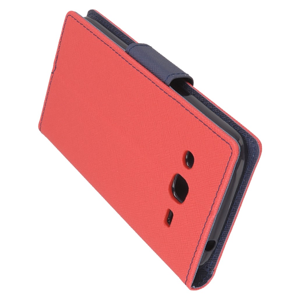 Pokrowiec etui z klapk na magnes Fancy Case czerwono-granatowe SAMSUNG Galaxy J2 (2016) / 5