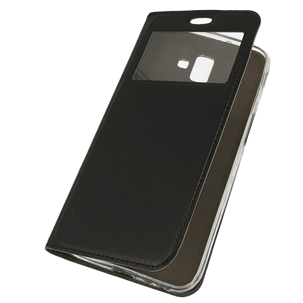 Pokrowiec etui Smart Look Cover z okienkiem czarne SAMSUNG Galaxy J6+