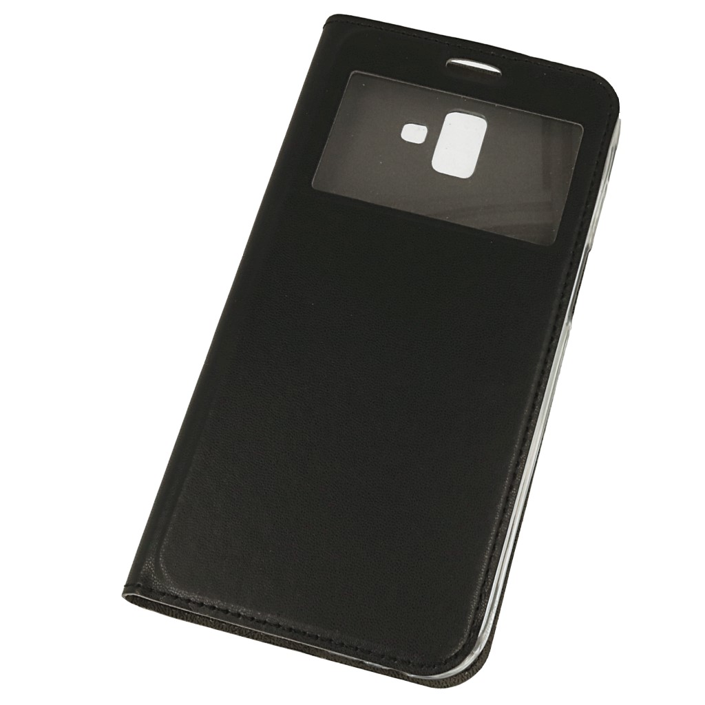 Pokrowiec etui Smart Look Cover z okienkiem czarne SAMSUNG Galaxy J6+ / 2