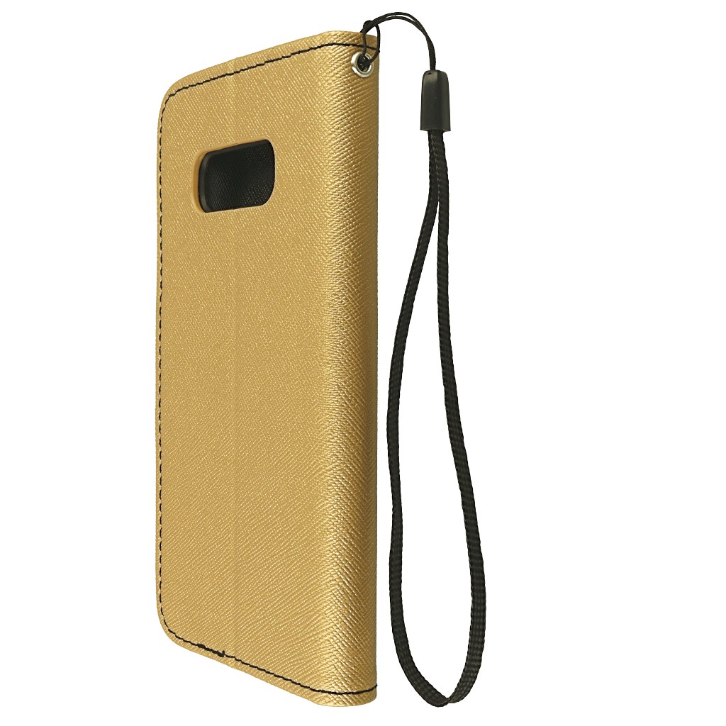 Pokrowiec etui z klapk na magnes Fancy Case zoto-czarne SAMSUNG Galaxy S10 / 6