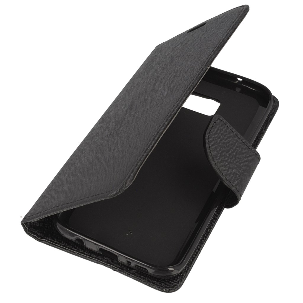 Pokrowiec etui z klapk na magnes Fancy Case czarne SAMSUNG Galaxy S7 Edge
