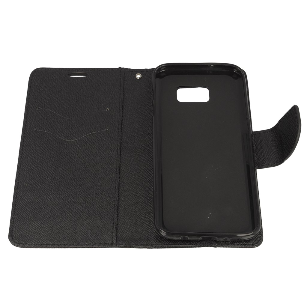 Pokrowiec etui z klapk na magnes Fancy Case czarne SAMSUNG Galaxy S7 Edge / 10