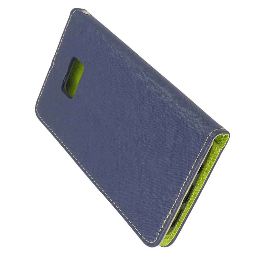 Pokrowiec etui z klapk na magnes Fancy Case granatowo-limonkowe SAMSUNG Galaxy S7 Edge / 5