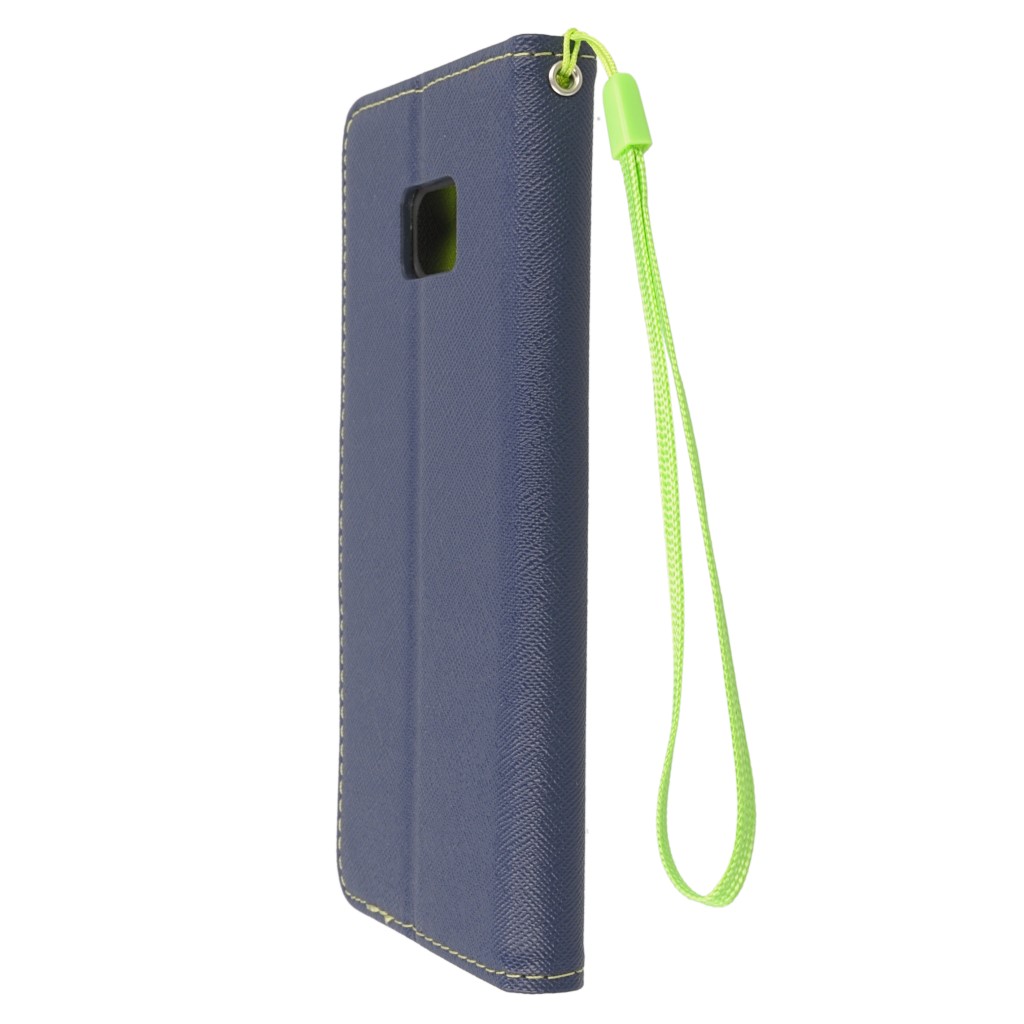 Pokrowiec etui z klapk na magnes Fancy Case granatowo-limonkowe SAMSUNG Galaxy S7 Edge / 7