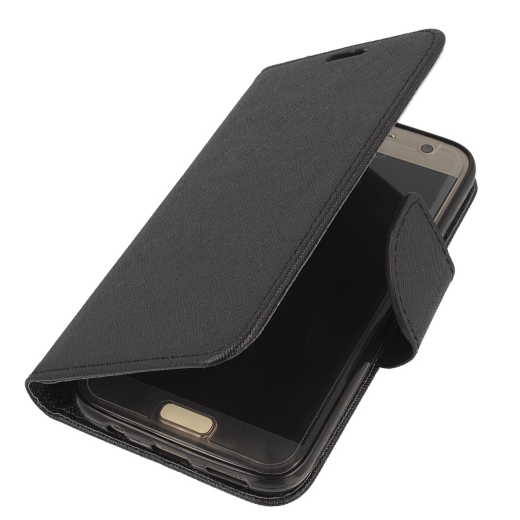 Pokrowiec etui z klapk na magnes Fancy Case czarne SAMSUNG Galaxy S7