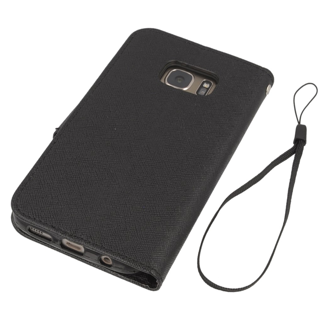 Pokrowiec etui z klapk na magnes Fancy Case czarne SAMSUNG Galaxy S7 / 4
