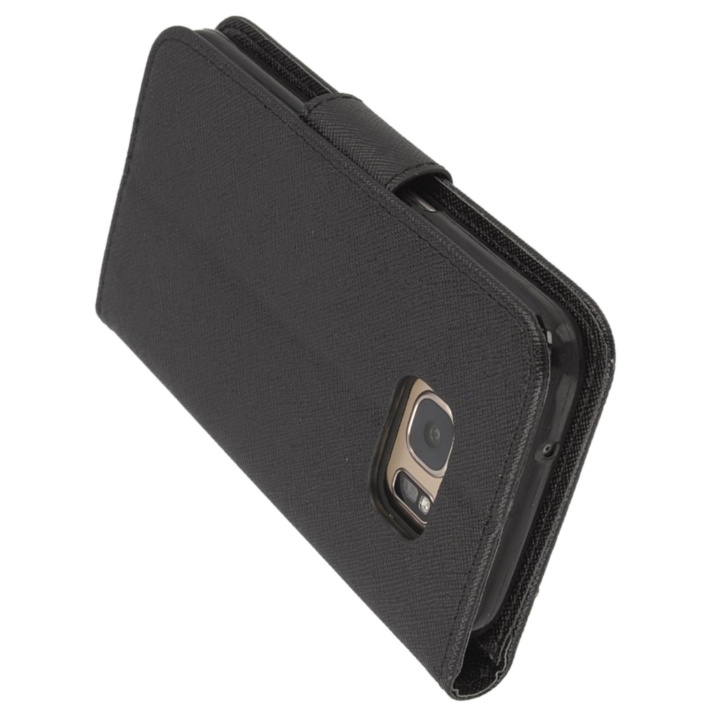 Pokrowiec etui z klapk na magnes Fancy Case czarne SAMSUNG Galaxy S7 / 5