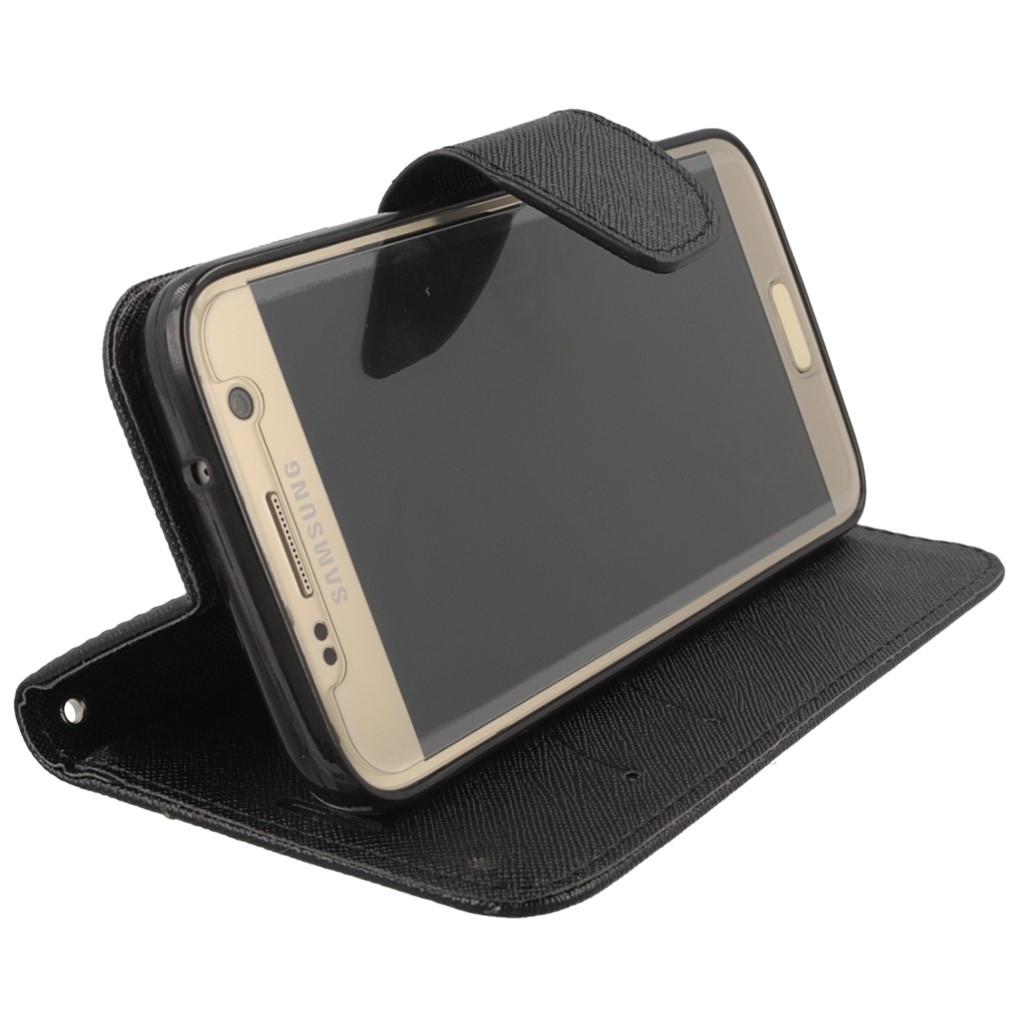 Pokrowiec etui z klapk na magnes Fancy Case czarne SAMSUNG Galaxy S7 / 9
