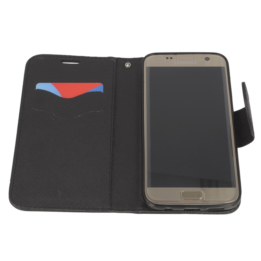 Pokrowiec etui z klapk na magnes Fancy Case czarne SAMSUNG Galaxy S7 / 10