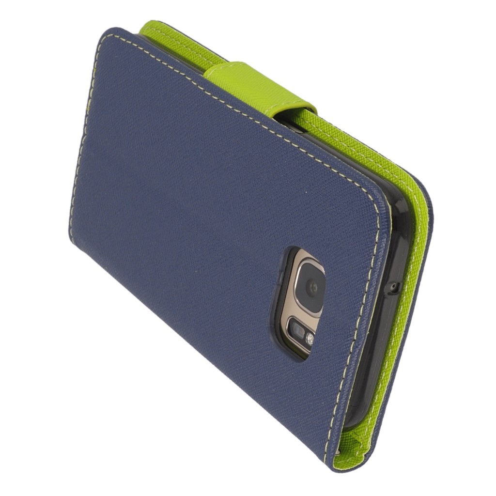Pokrowiec etui z klapk na magnes Fancy Case granatowo-limonkowe SAMSUNG Galaxy S7 / 5