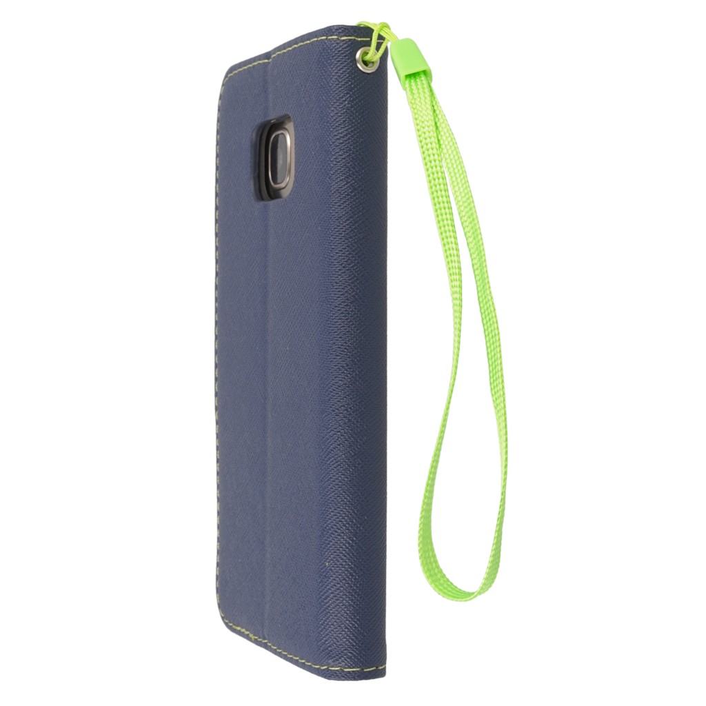 Pokrowiec etui z klapk na magnes Fancy Case granatowo-limonkowe SAMSUNG Galaxy S7 / 7