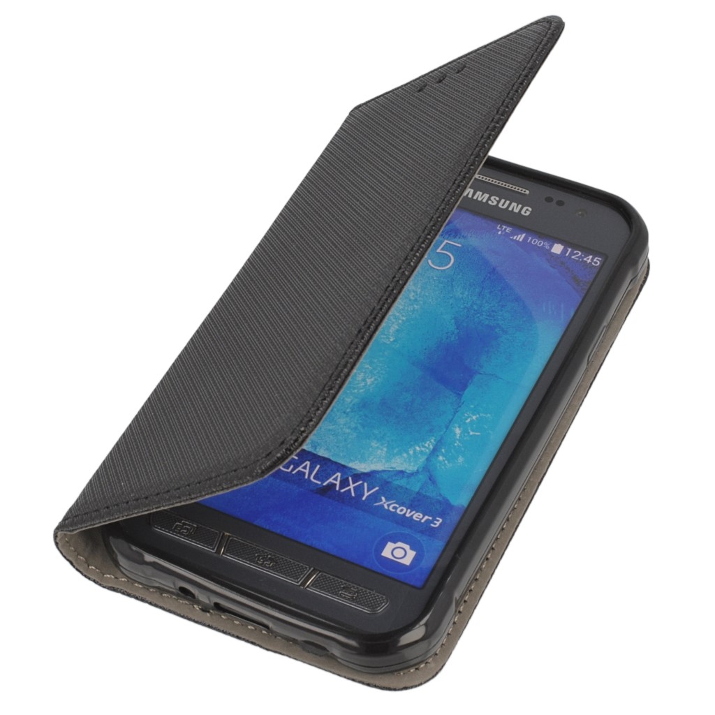Pokrowiec etui z klapk Magnet Book czarne SAMSUNG Galaxy Xcover 3