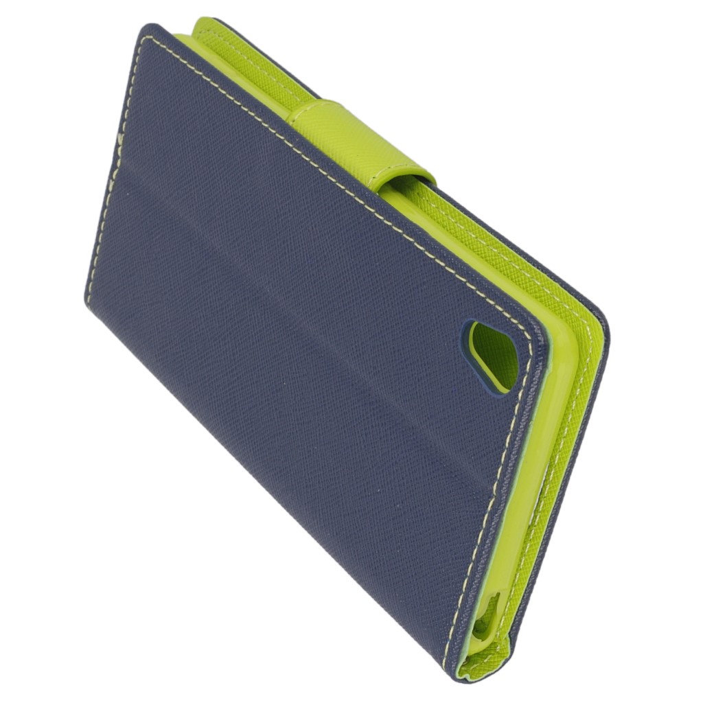 Pokrowiec etui z klapk na magnes Fancy Case granatowo-limonkowe Xiaomi Mi4C / 5