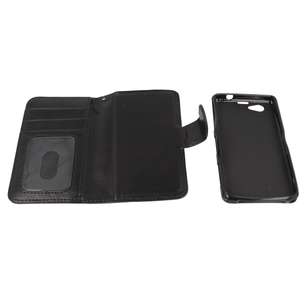 Pokrowiec etui Wallet 2w1 Zipper czarny SONY Xperia Z1 Compact / 10