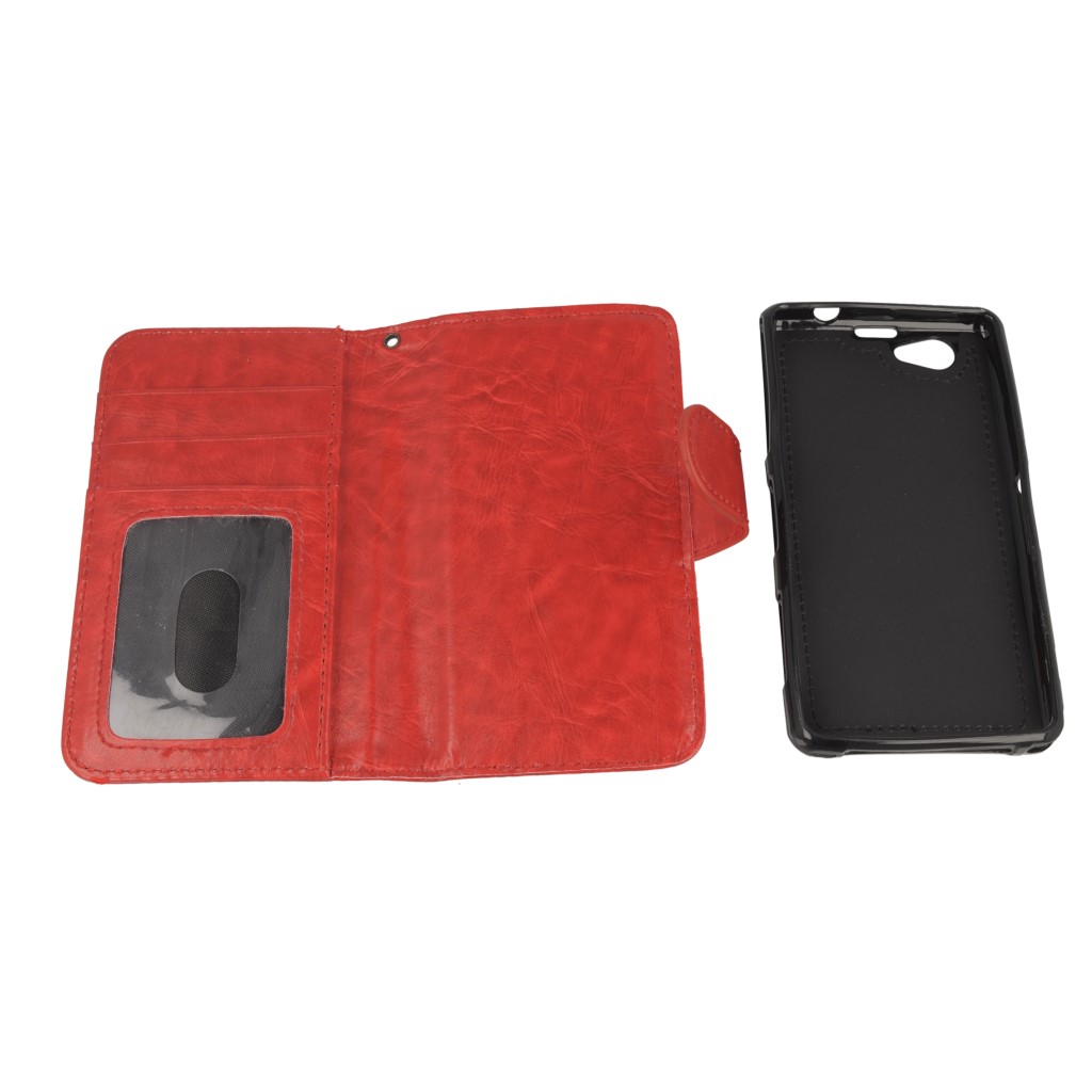 Pokrowiec etui Wallet 2w1 Zipper czerwony SONY Xperia Z1 Compact / 11