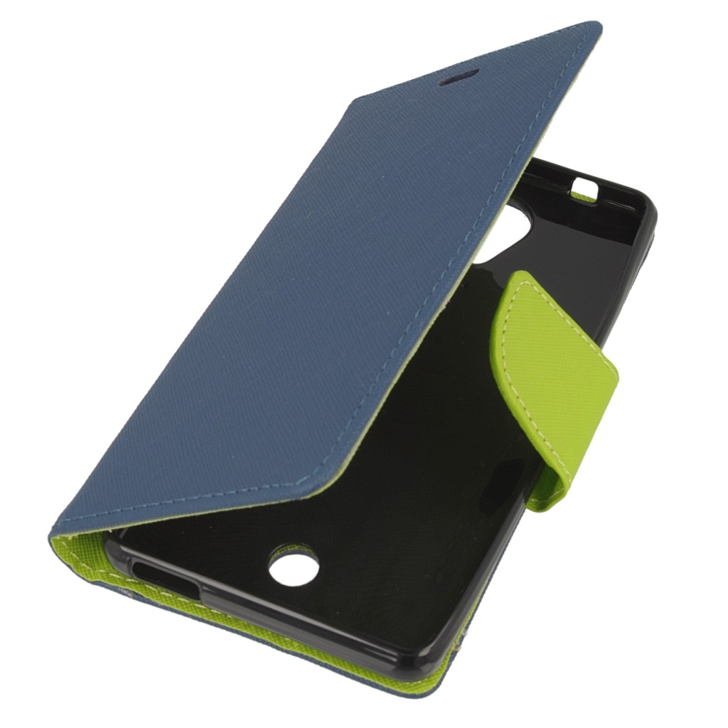 Pokrowiec etui z klapk� na magnes Fancy Case granatowo-limonkowe Wiko U Feel