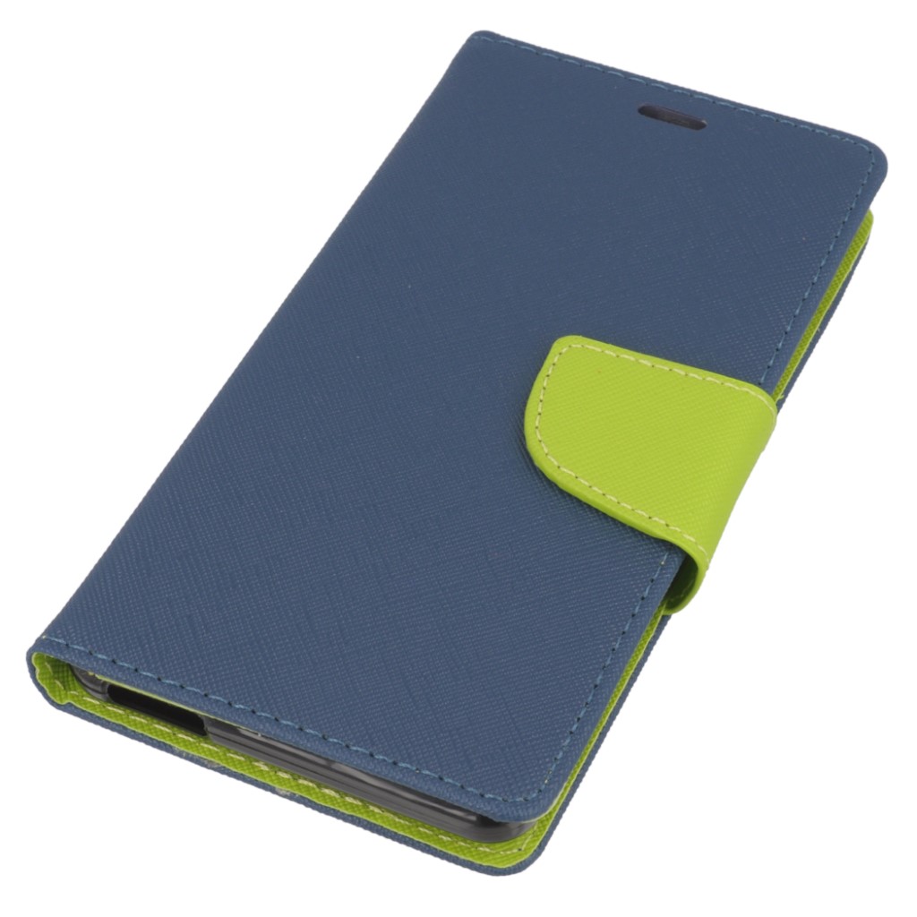 Pokrowiec etui z klapk� na magnes Fancy Case granatowo-limonkowe Wiko U Feel / 2