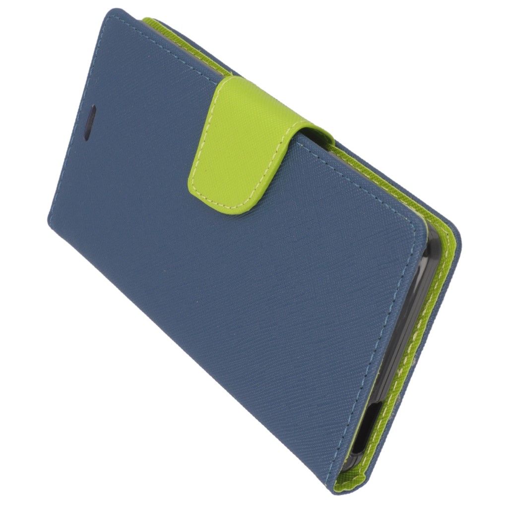 Pokrowiec etui z klapk� na magnes Fancy Case granatowo-limonkowe Wiko U Feel / 5