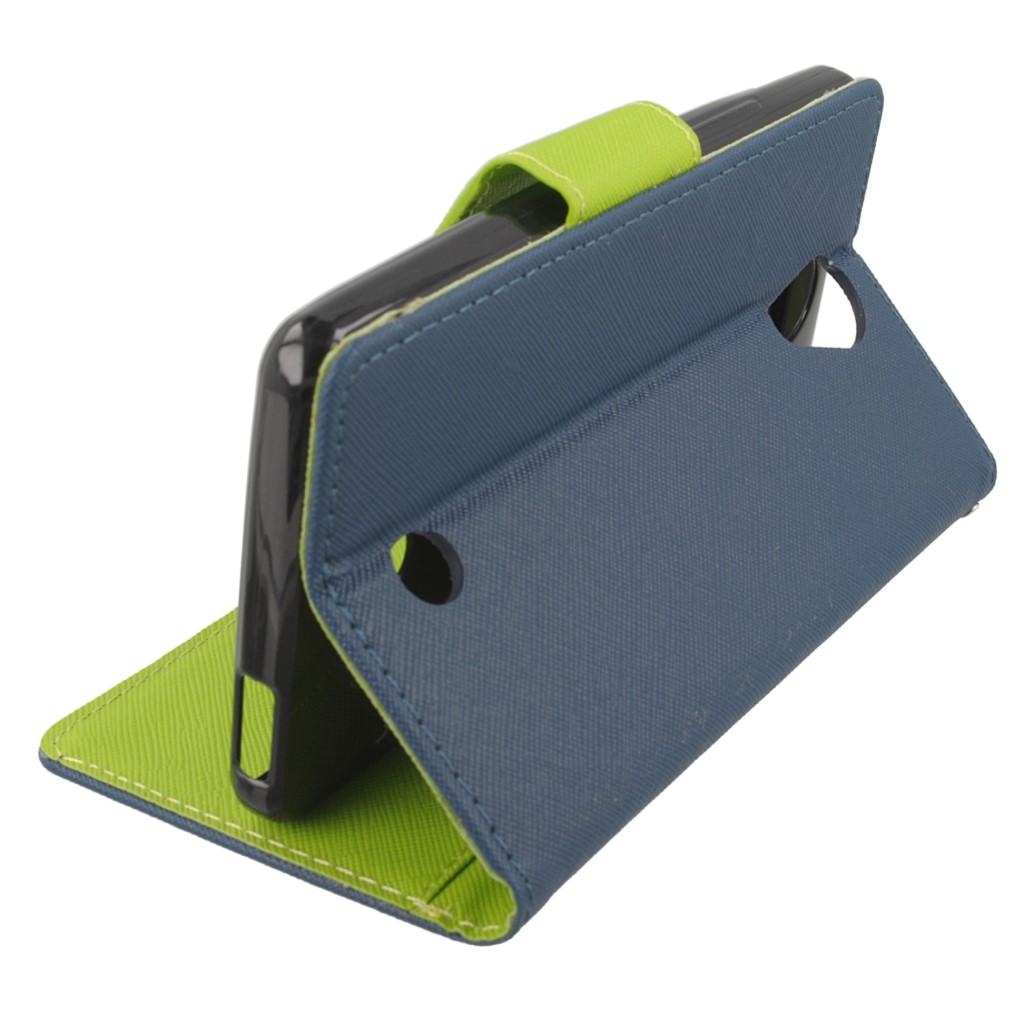 Pokrowiec etui z klapk� na magnes Fancy Case granatowo-limonkowe Wiko U Feel / 9