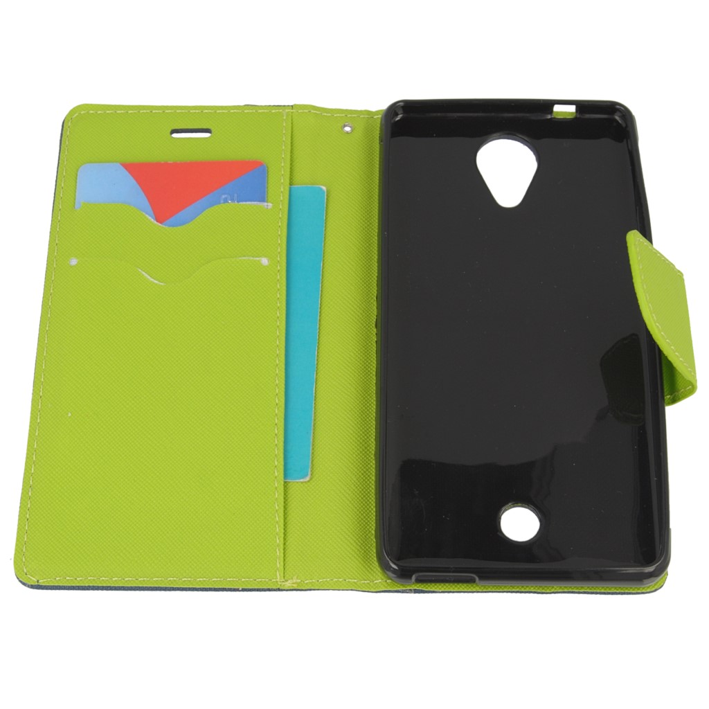 Pokrowiec etui z klapk� na magnes Fancy Case granatowo-limonkowe Wiko U Feel / 10
