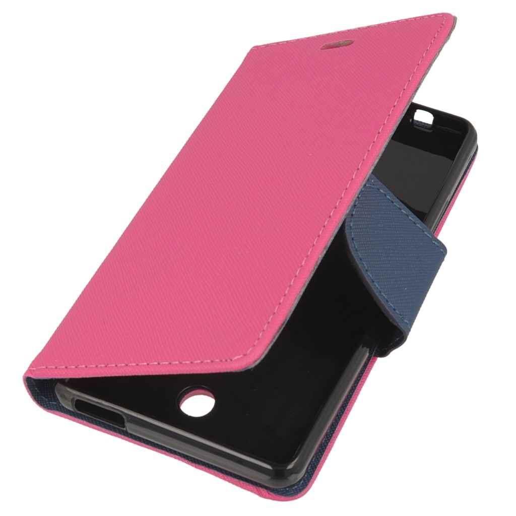 Pokrowiec etui z klapk� na magnes Fancy Case r�owo-granatowe Wiko U Feel