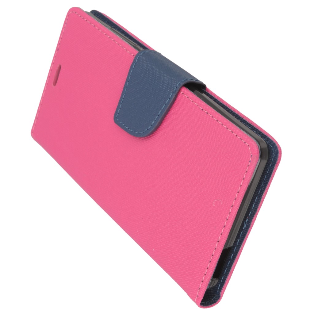 Pokrowiec etui z klapk� na magnes Fancy Case r�owo-granatowe Wiko U Feel / 5