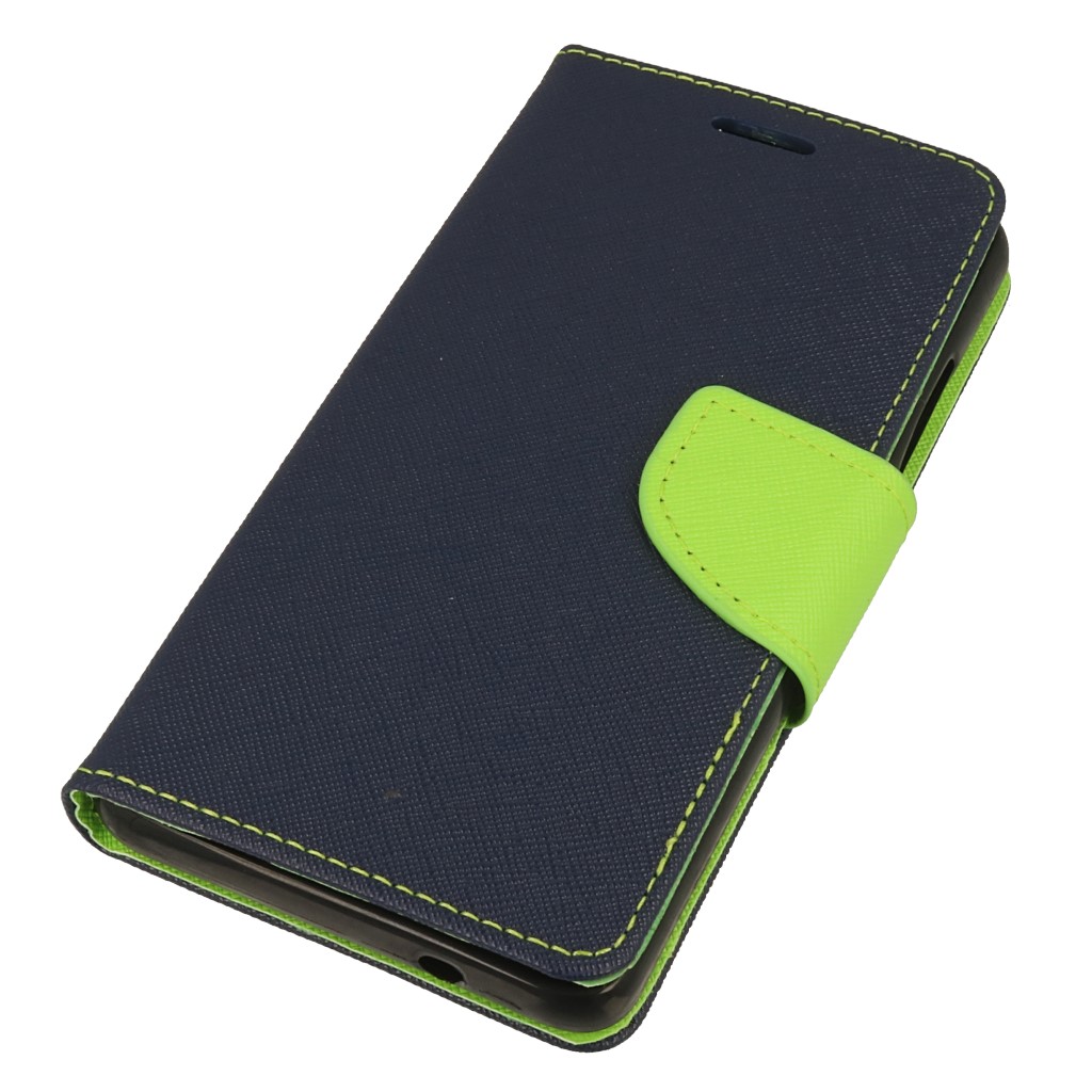 Pokrowiec etui z klapk� na magnes Fancy Case granatowo-limonkowe Wiko Jerry 2 / 2
