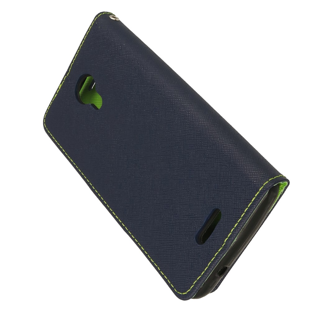 Pokrowiec etui z klapk� na magnes Fancy Case granatowo-limonkowe Wiko Jerry 2 / 3