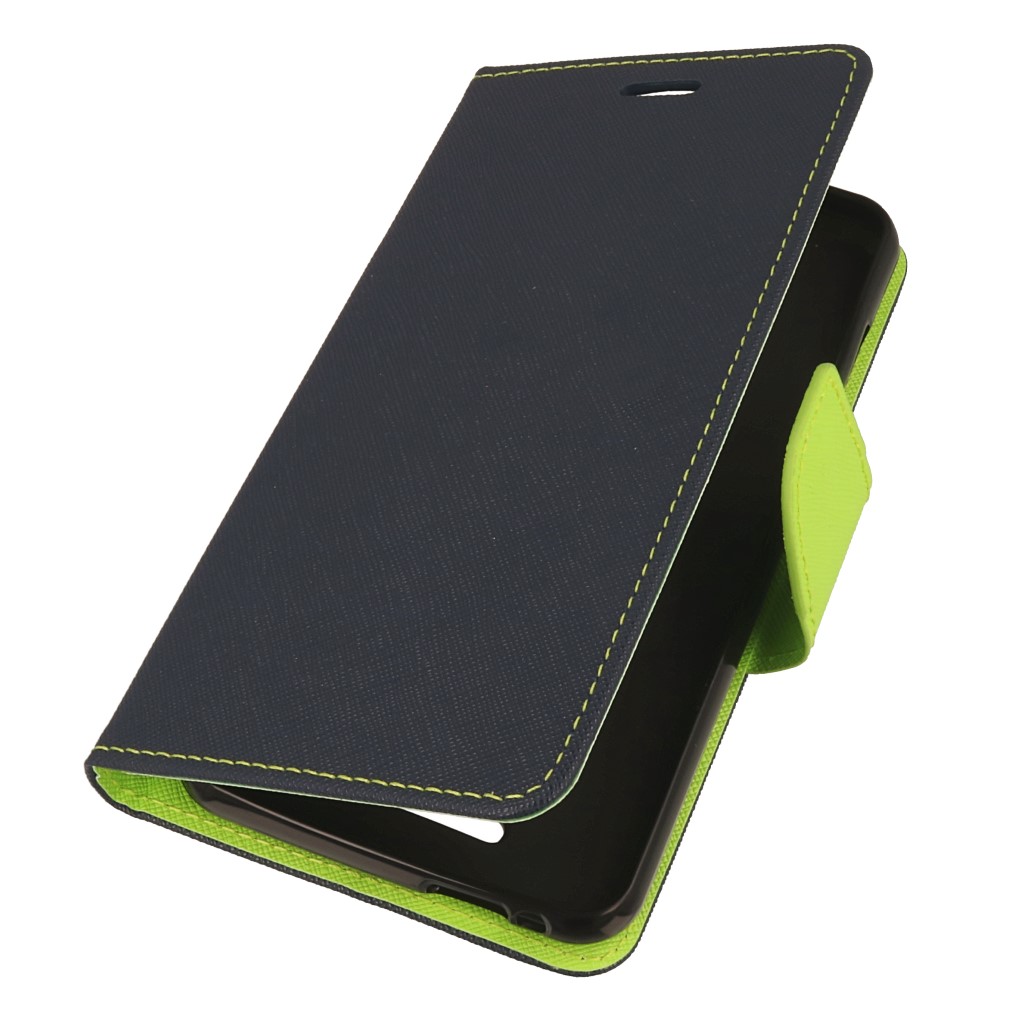 Pokrowiec etui z klapką na magnes Fancy Case granatowo-limonkowe Wiko View Pokrowiec etui z klapką na magnes Fancy Case granatowo-limonkowe Wiko View