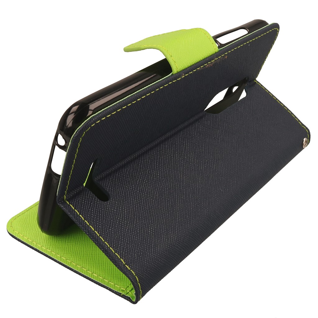 Pokrowiec etui z klapką na magnes Fancy Case granatowo-limonkowe Wiko View / 6 Pokrowiec etui z klapką na magnes Fancy Case granatowo-limonkowe Wiko View / 6