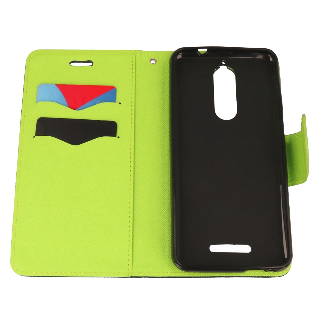 Pokrowiec etui z klapką na magnes Fancy Case granatowo-limonkowe Wiko View / 7 Pokrowiec etui z klapką na magnes Fancy Case granatowo-limonkowe Wiko View / 7
