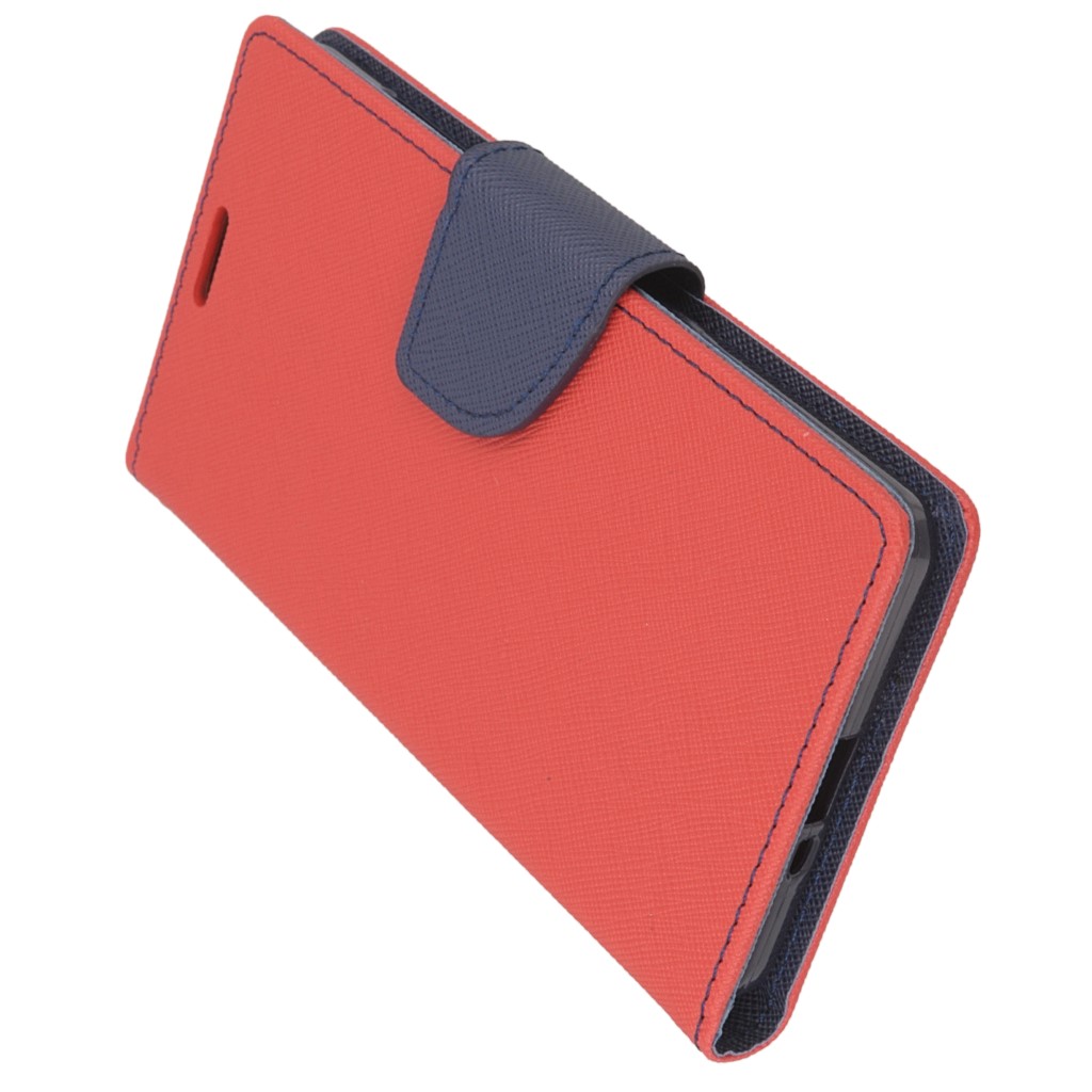 Pokrowiec etui z klapk na magnes Fancy Case czerwono-granatowe Xiaomi Mi4C / 5