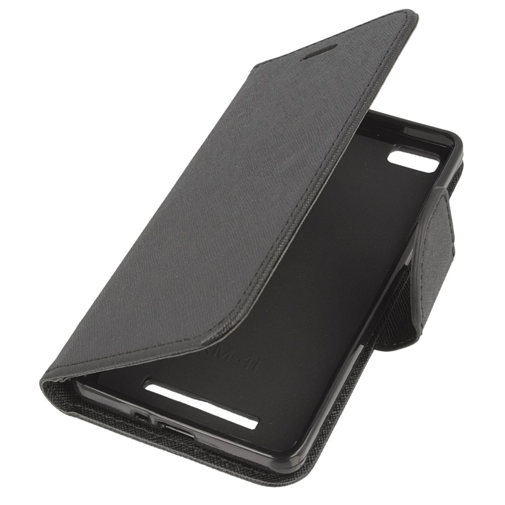 Pokrowiec etui z klapk na magnes Fancy Case czarne Xiaomi Mi4C
