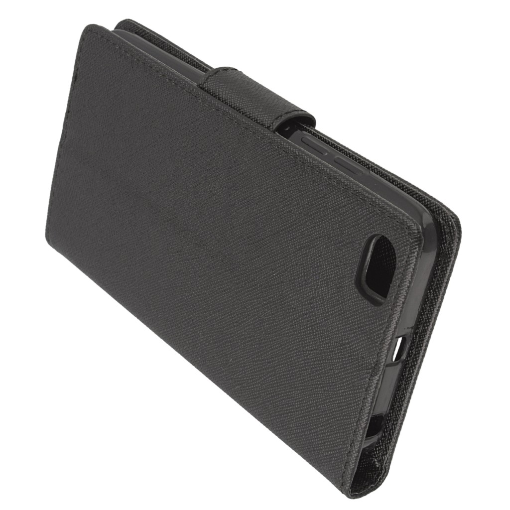 Pokrowiec etui z klapk na magnes Fancy Case czarne Xiaomi Mi 5 / 4