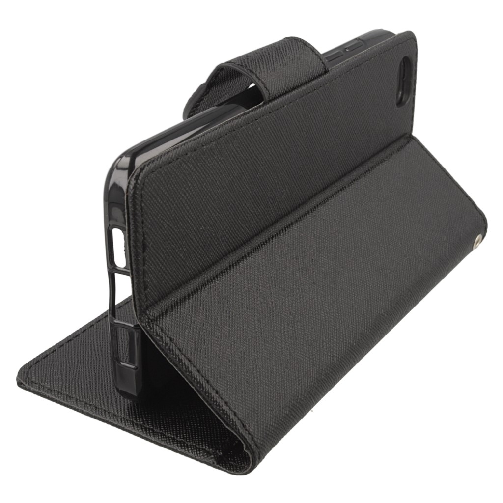 Pokrowiec etui z klapk na magnes Fancy Case czarne Xiaomi Mi 5 / 8