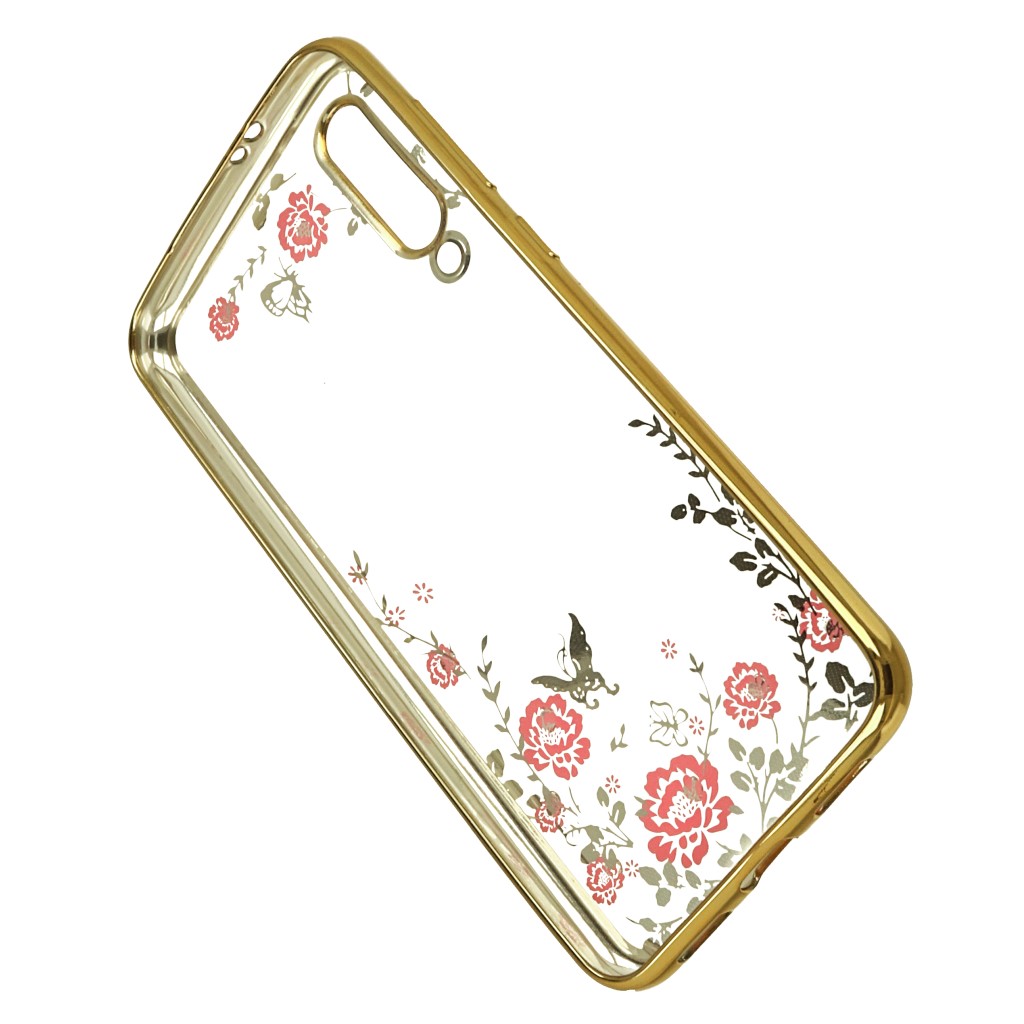 Pokrowiec etui silikonowe Diamond Kwiaty zote Xiaomi Mi 9 SE / 5