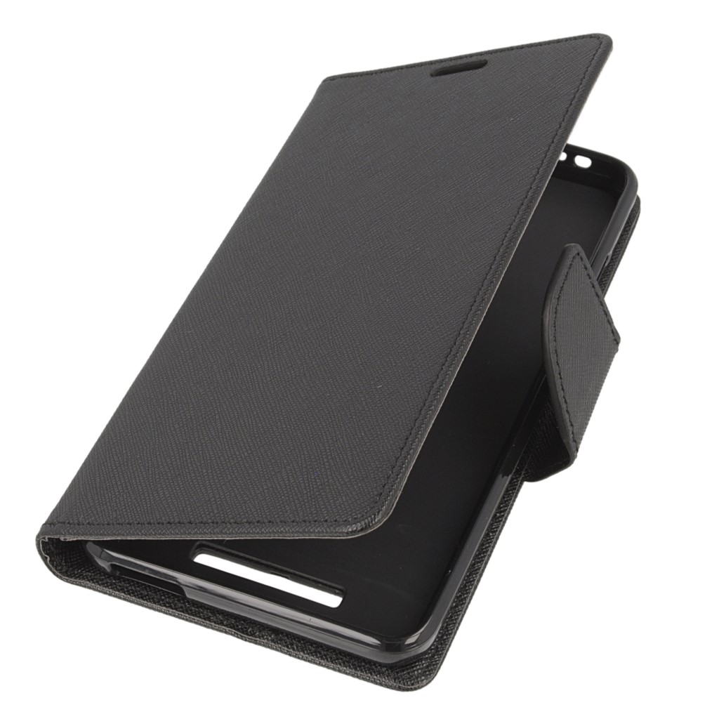Pokrowiec etui z klapk na magnes Fancy Case czarne Xiaomi Redmi Note 2 Prime