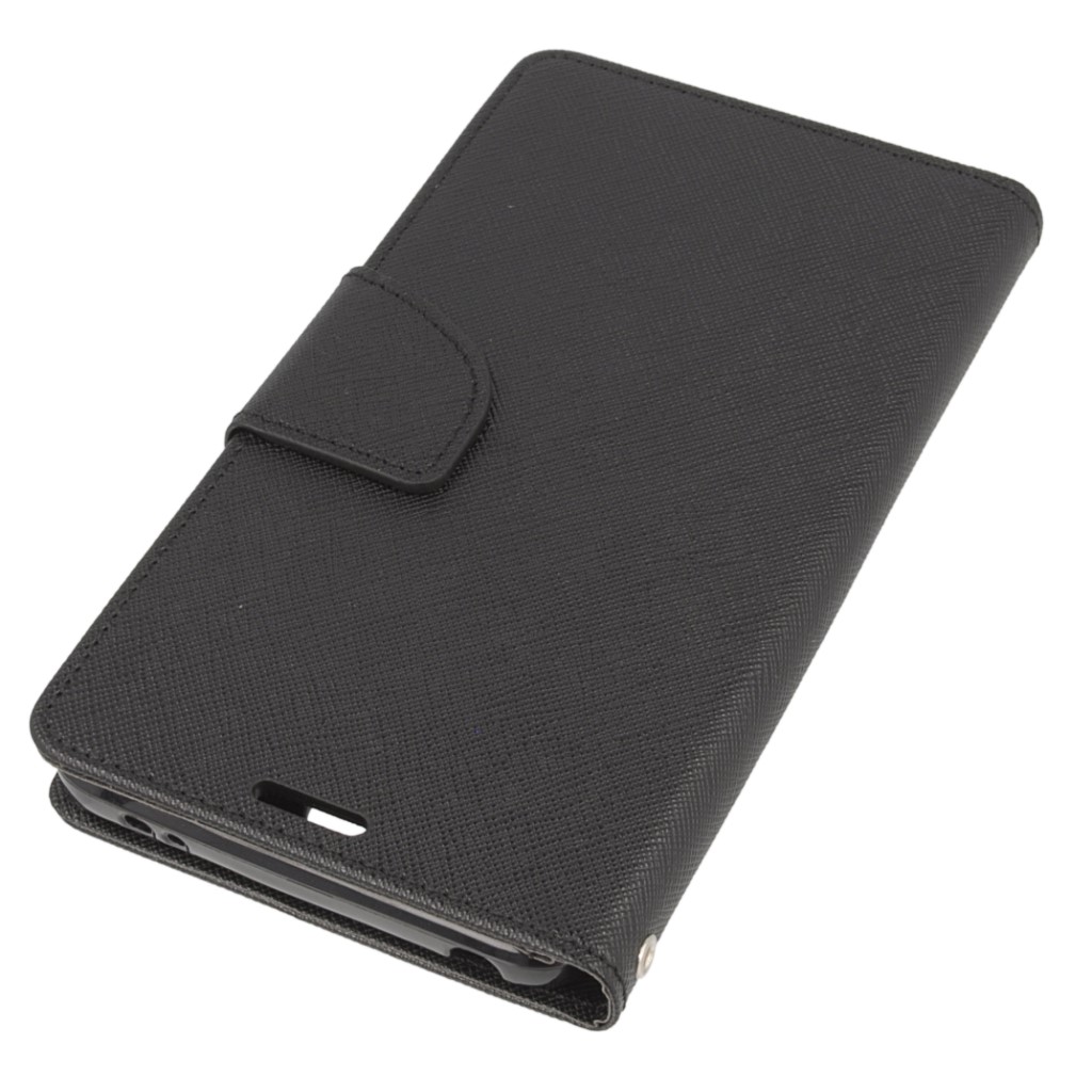 Pokrowiec etui z klapk na magnes Fancy Case czarne Xiaomi Redmi Note 2 Prime / 3