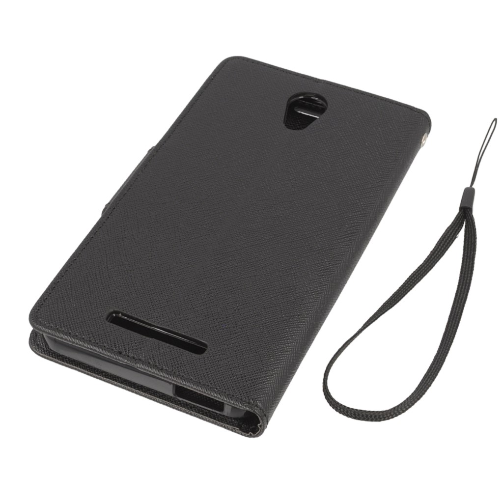 Pokrowiec etui z klapk na magnes Fancy Case czarne Xiaomi Redmi Note 2 Prime / 4