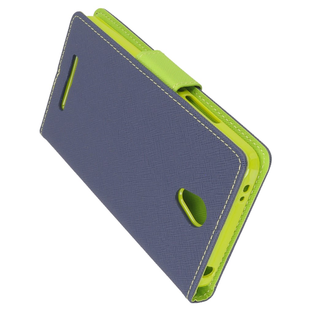 Pokrowiec etui z klapk na magnes Fancy Case granatowo-limonkowe Xiaomi Redmi Note 2 Prime / 4