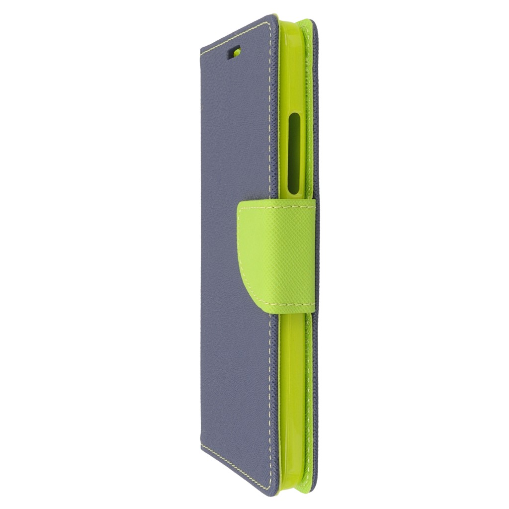 Pokrowiec etui z klapk na magnes Fancy Case granatowo-limonkowe Xiaomi Redmi Note 2 Prime / 6